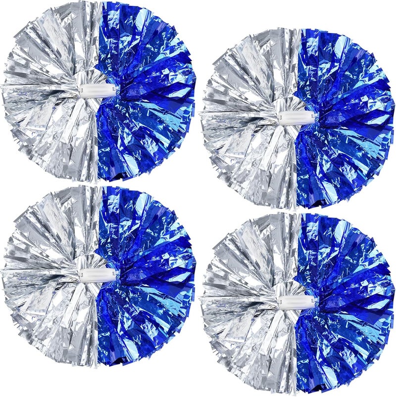 HOLENGS 4Pcs Upgraded 12inch Metallic Cheerleading Pom Poms, Cheerleader Pompoms Cheer Poms for Kids Adults, Cheering Squad Pompoms for School Sports Games Dance Party - Image 1